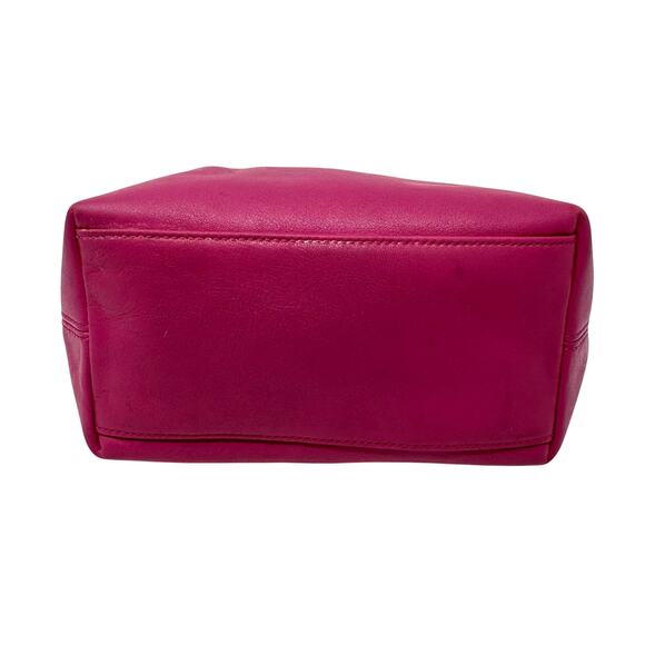 Coach Rare Leatherware Embossed Logo Shoulder Bag Pink Fuchsia Leather Vintage - Picture 8 of 11